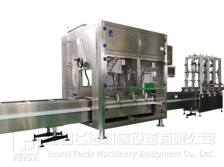 全自動(dòng)稱(chēng)重式中包裝食用油灌裝機(jī)